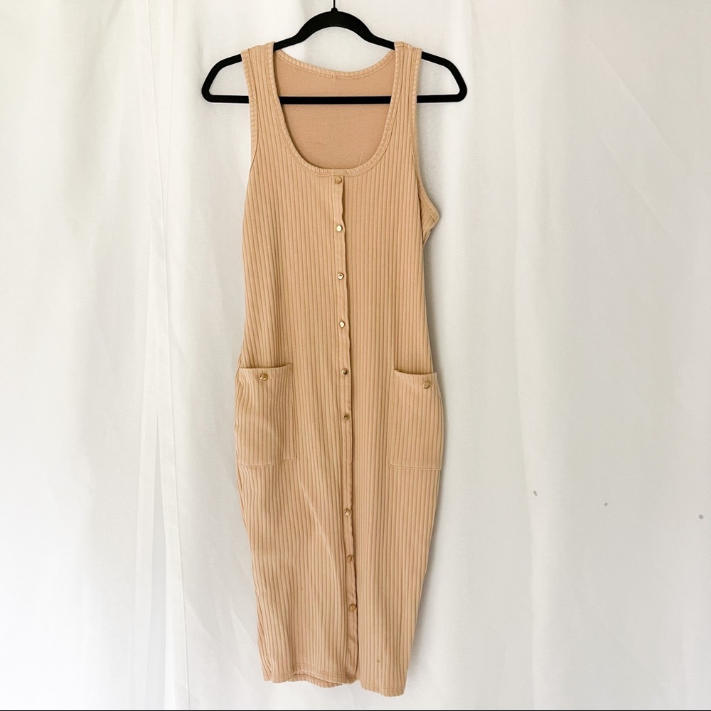 Beige lined knee length dress